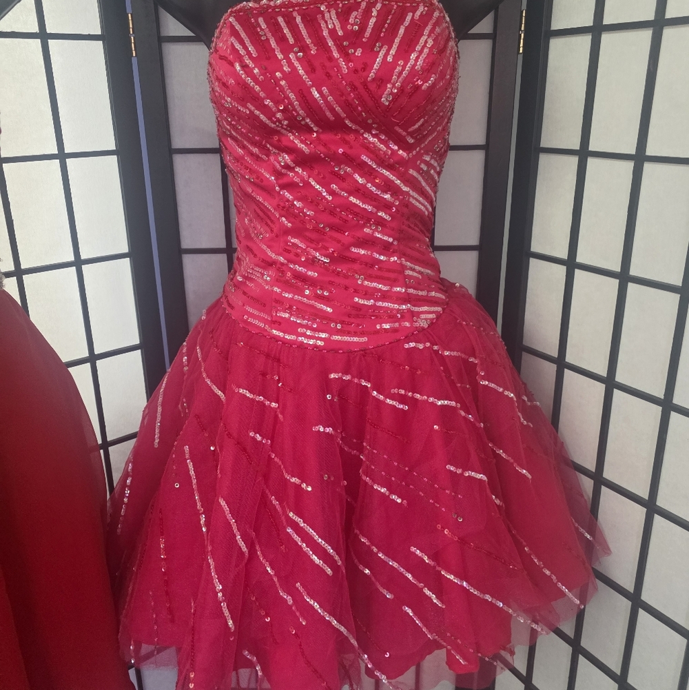 Stunning Pink Strapless Sequin Dress